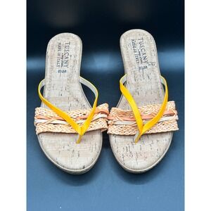 Tuscany by Easy Street Women's Wedge Slip On Sandals Cork Footbed Italy Size 8.5